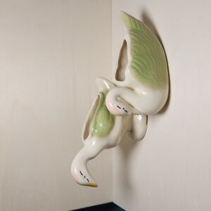 ***SALE 3 for $20*** Vintage ceramic swan planters with green